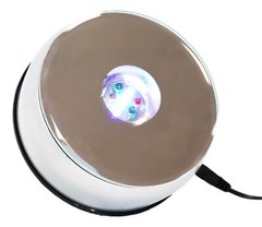 Ebros Rotating Colorful 7 LED Light Mirror Display Base for Crystal Acrylic Art