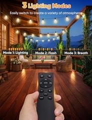 Brightever 120FT LED Outdoor String Lights with Remote, Patio Light