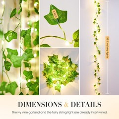 33ft 100 LED Vine with Fairy Lights with Remote, Fake Vines String Lights Batter