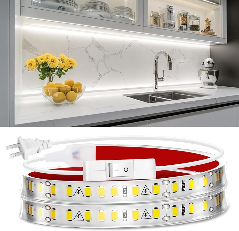 Under Cabinet Strip Lighting Plug in 36in 6000K Cool White 110V-120V Wired Light