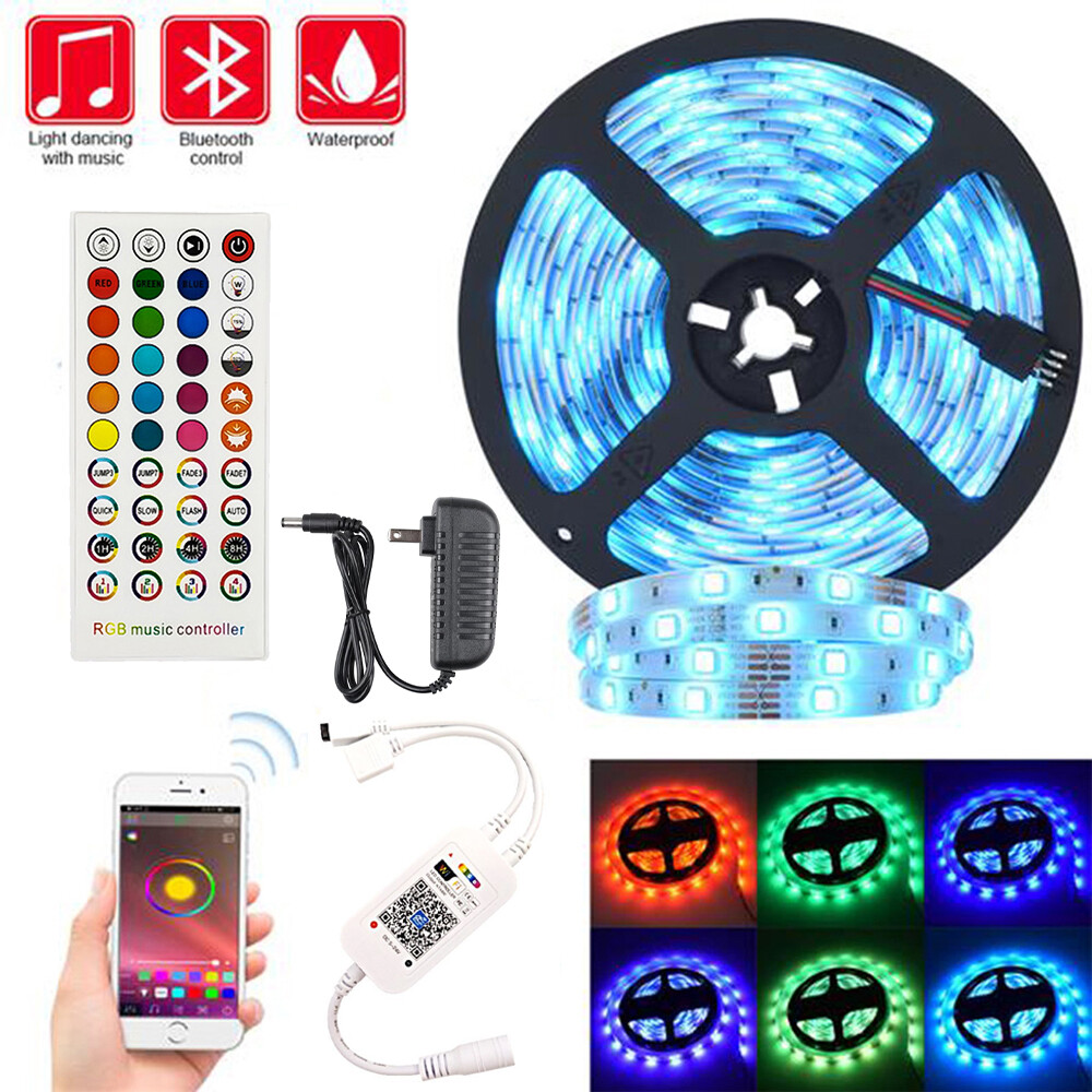 65ft 50ft Smart Bluetooth 5050 LED Strip Lights Phone Remote Color Changing Kits