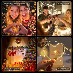 4 Pack Warm White 20 Ft 60 LED Fairy Lights Battery Operated