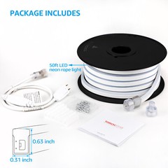 50ft LED Neon Rope Light, 120V IP67 Waterproof Neon Light Outdoor