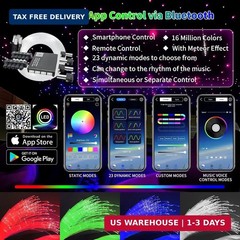Starlight Headliner Kit, Meteor & Music Effect 16 Million Colors, 22W R