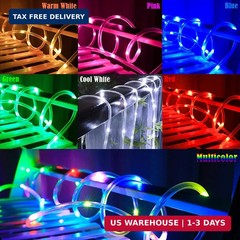 RUICHEN Solar Rope Lights Outdoor 16.5 Ft 50 LED String Lights, Cool White | 8 M