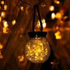 Cooo 6 Pack Heavy Crackle Glass Solar Lantern with 30 LED Firefly Lights–