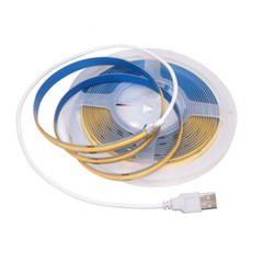USB 5V COB LED Strip Light Soft Flexible Tape High Density 300LED/M Linear 1-5M