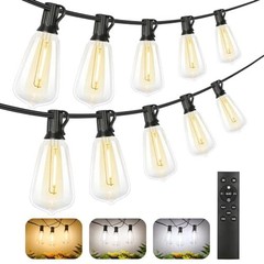 BRIGHTOWN 3 Color 1 LED Outdoor String Lights Remote 100FT CMPC-O50XA – Black