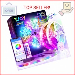 TJOY LED Lights for Bedroom 100ft, RGB Color Changing Led Strip Lighting with Re