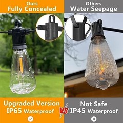 ZOTOYI Outdoor String Lights 50 FT, Patio Bulbs with 27 LED Plastic Edison ST…