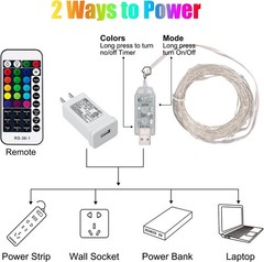 Color Changing Fairy String Lights – 33 ft 100 LED USB Silver Wire Lights wit…