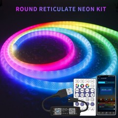 WS2812B WS2811 DC5V Round Reticulate Pattern Neon LED Strip 50Leds/m Tape IP67