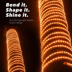 Orange 8-Mode LED Outdoor Waterproof Rope Light 10′ 25′ 50′ 100′ 150′ 300’ft