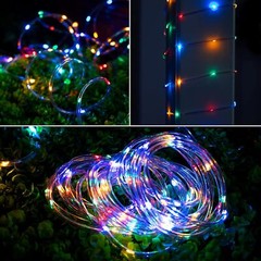 Led Solar Powered Rope Fairy String Strip Lights Waterproof For Outdoor Garden