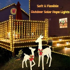 39FT Solar Rope Lights Outdoor Waterproof LED Garden Fairy Light PVC Tube Light