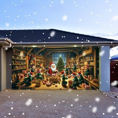 Tingjoo 7 x 16 ft Christmas Garage Door Cover Banner 7 x 16 ft, red