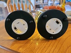 Wine Bottle Lanterns Leather Handles, Cork, On & Off Switch on Base, Pair