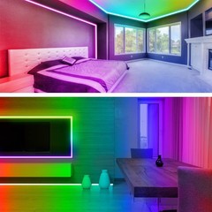 RUISHINE Battery Operated LED Strip Lights Rechargeable 20ft, color changing