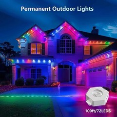 Permanent Outdoor Lights 100ft, Waterproof Smart RGB Outdoor Lights with 72 LEDs