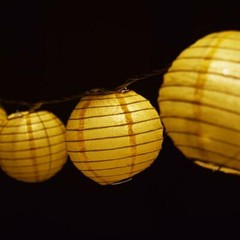 Yellow Round Paper Lantern Party String Lights (4″ Lanterns, 8FT Black Cord)