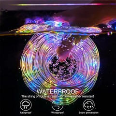 50/100LED Solar String Tube Light Outdoor Garden Tree Fairy Rope Wire Decor Lamp