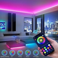 New LED Strip Lights 100ft Music Sync 5050 RGB Room Light with Remote