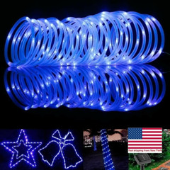 39FT Solar Rope Lights Outdoor Waterproof Blue LED PVC Tube Fairy String Lights