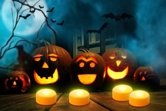 4 Pack Battery Operated Timer Halloween LED Pumpkin Lights with Remote, Flame…