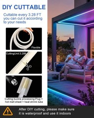 LED RGB Neon Rope Lights AC 120V ETL IP65 Strip Light with Remote 50FT