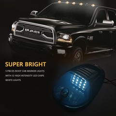 5X White LED Cab Lights Smoked Cab Roof Running Top Marker Light Compatible f…
