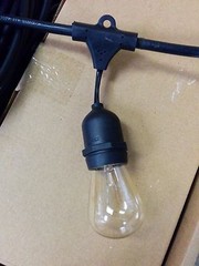 NEW 50 ft 25 Sockets Black Outdoor 14 Gauge Edison Metro String Lights+ 28 Bulbs