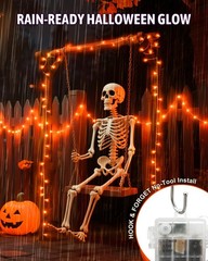 Halloween String Lights Battery Operated, Orange Lights with Timer Waterproof 16