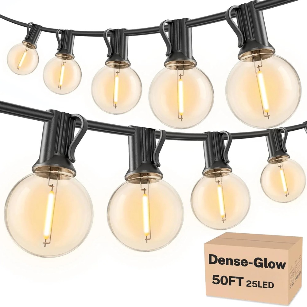 RTTY Outdoor String Lights 50 FT, Patio Light with 26pcs G40 Shatterproof LED Bu