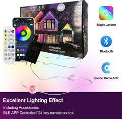 100FT Permanent Outdoor RGB+IC Eave Lights 72 LEDs Smart APP Control IP67