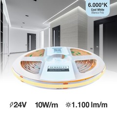8mm COB LED Strip Cool White 6000ºK 24V 10W/m 1100lm/m 480LED/m 16.4ft