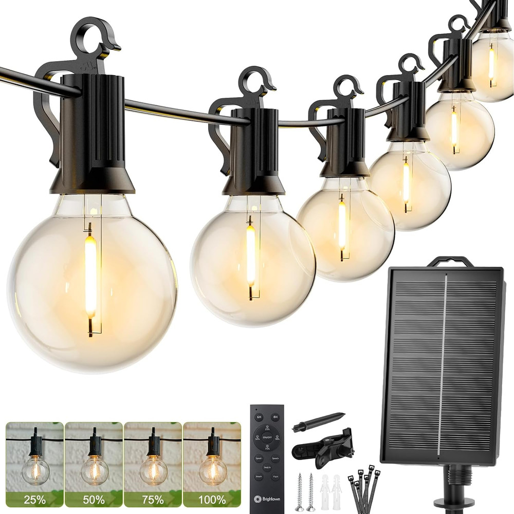 58FT Solar String Lights Outdoor, IP65 Waterproof, Remote, Timer | Patio Lights