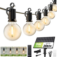 58FT Solar String Lights Outdoor, IP65 Waterproof, Remote, Timer | Patio Lights