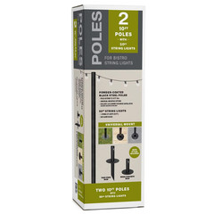 EXCELLO GLOBAL PRODUCTS Bistro String Light Poles – 2 Pack – Extends to 10 Feet