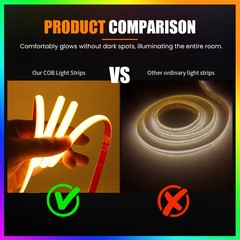 164FT IP68 Waterproof COB LED Strip 320LEDs/M Flexible Rope Lights Tape 12V 24V