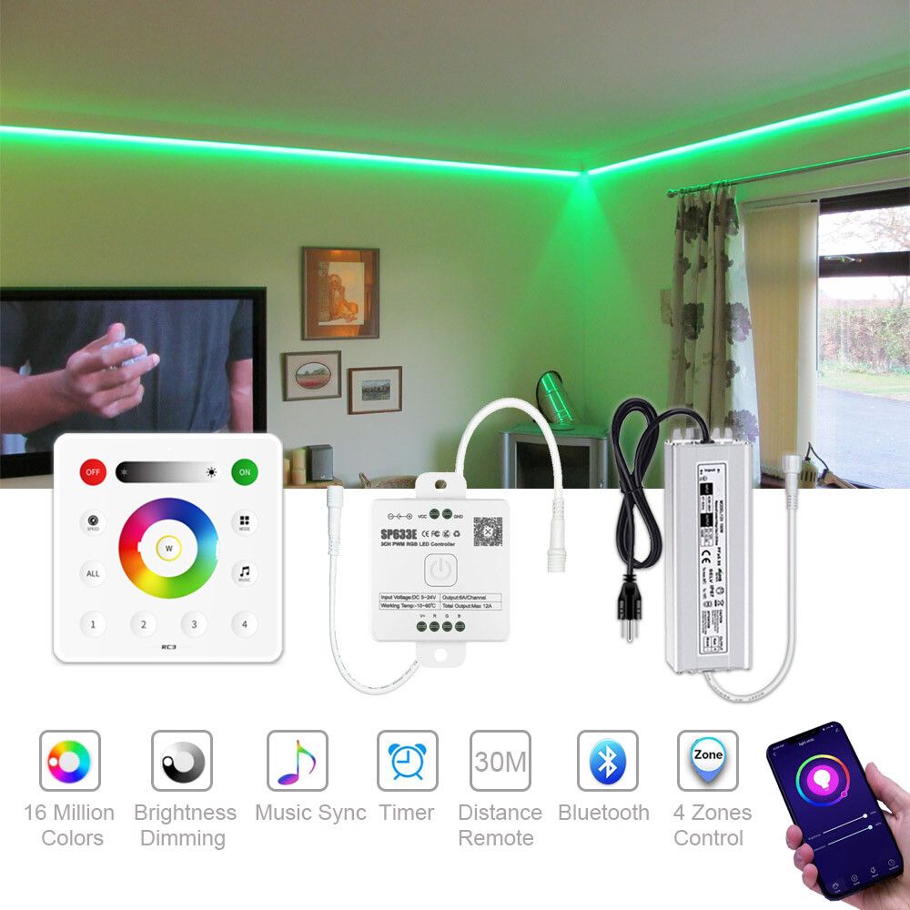 Wall Mount RF Remote 60LEDs/M 40M 30M 20M 10M 24V Waterproof RGB LED Strip Light