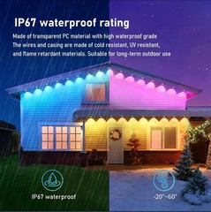 100FT Permanent Outdoor Lights 60LEDs RGB LED Eave Light W/ APP Remote Control z