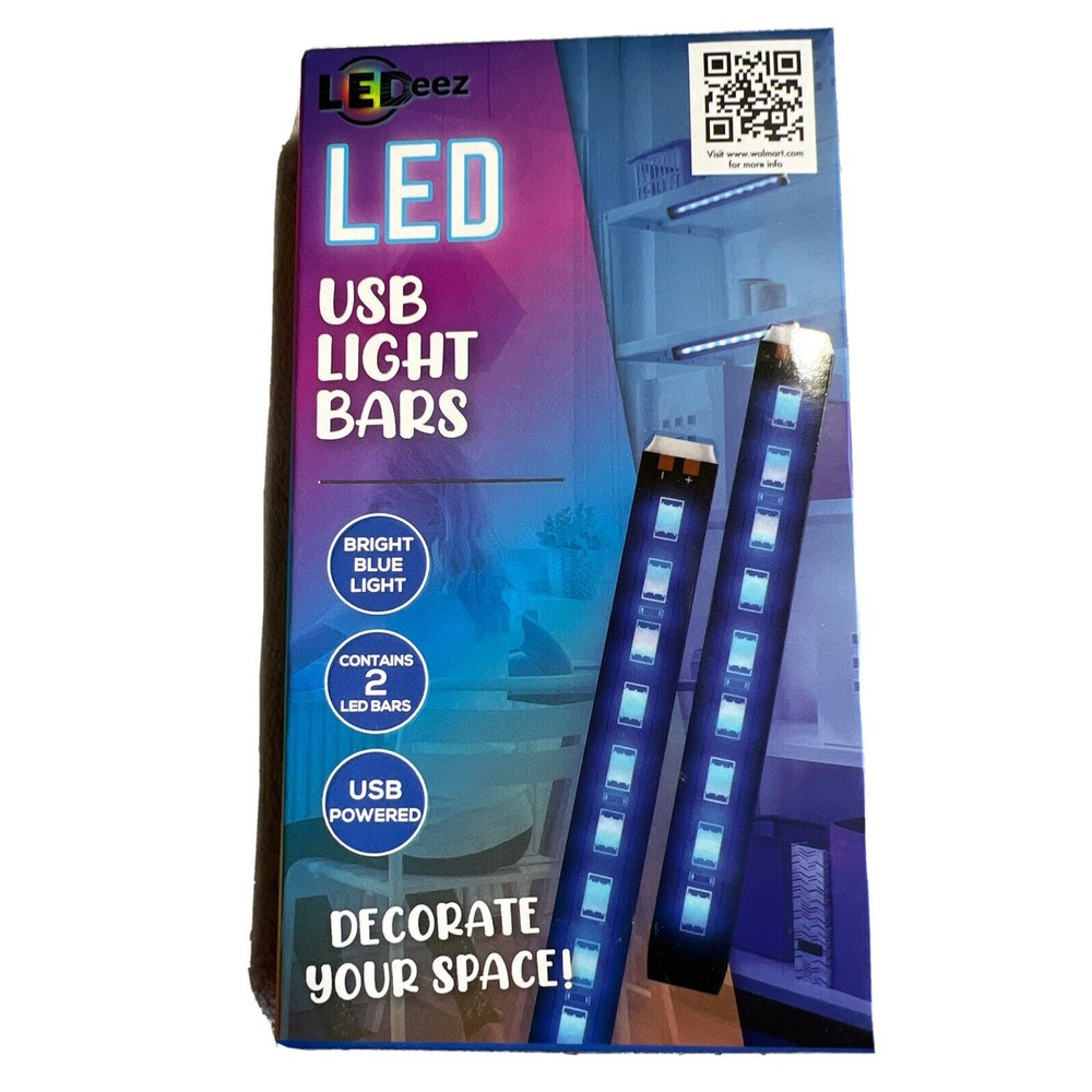 LEDeez BLUE Light Bar 2 Pack Neon Light Glow 5 inch Bars USB NEW