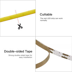2mm COB LED Strip Light DC12V LED Strip Ribbon Lamp Tape 480leds/m Room DIY Home