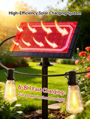 100 FT Solar String Lights Outdoor, 31+2 LED Waterproof Shatterproof Bulbs with