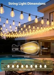 50FT Outdoor String Lights with 20+1 S11 LED Bulbs, Waterproof Dimmable Patio…