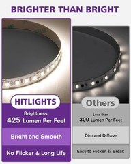 Super Bright 16.4ft Neutral White LED Tape Light, 600 LEDs, Listed Efficiency