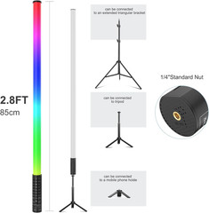 4Pack RGB Tube Light Bar with Stand, 5000Mah Battery Powered LED Video Light Wan