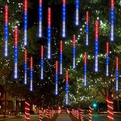 LED Meteor Shower Rain Lights Outdoor Connectable Raindrop Holiday Decor 8 Tubes