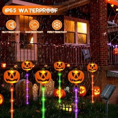 12 Luces Solares Calabaza – Estacas Halloween Exterior, 8 Modos, Multicolor