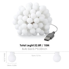 50 LED String Fairy Lights Color Changing Waterproof Round Ball Blubs Party Lamp